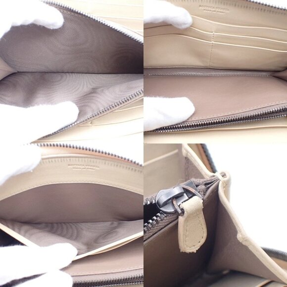BOTTEGA VENETA Intrecciato Zip Around Long Wallet Embossing Leather Whit 63AA183 - Picture 13 of 13